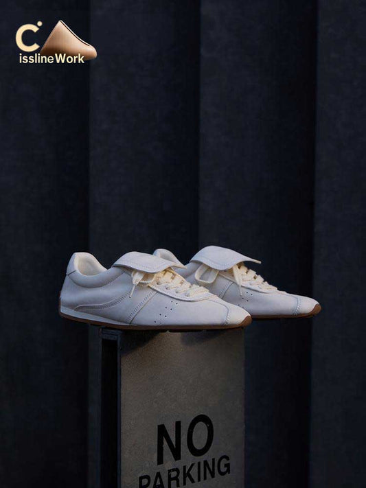 Cissline Work 90's American street washed and color washed top layer cowhide Forrest Gump shoes flat bottom German training shoes