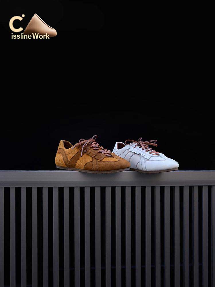 Cissline Work Time Capsule 80s American Retro Sports  Leather Thin Bottom German Training Shoes