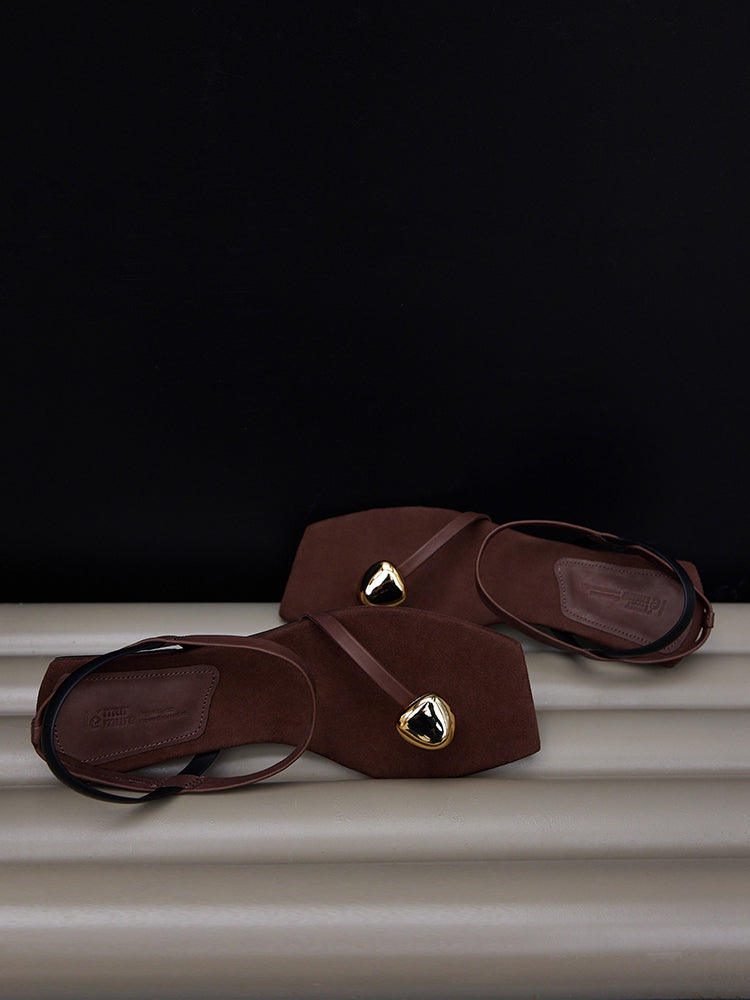 Cissline Work Sicilian Lava Cafe _ Fashionable Minimalist Thin Strip Metal Loop Sandals