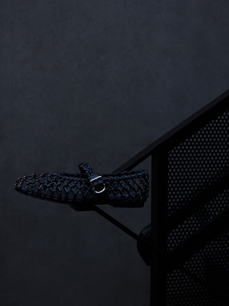 Cissline Work Time Weaving Shoes | Retro Futurism Architectural Aesthetics Hand-woven Mary Jane Single Shoes