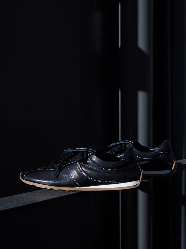 Cissline Work 90's American street washed and color washed top layer cowhide Forrest Gump shoes flat bottom German training shoes
