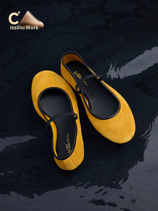 Cissline Wrok Women's Shoes Balletto 90s style ballet aesthetic frosted cow suede flat shoes