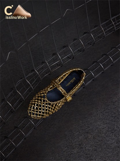 Cissline Work Time Weaving Shoes | Retro Futurism Architectural Aesthetics Hand-woven Mary Jane Single Shoes