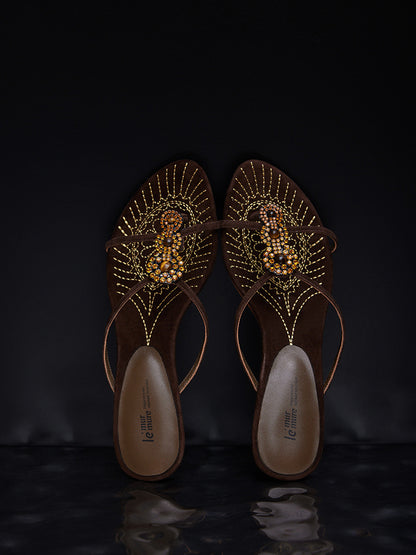 Cissline Work Caribbean Sunset Embossed Fireworks Baroque Sheepskin Embroidery Cat Heel Sandals