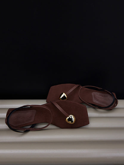 Cissline Work Sicilian Lava Cafe _ Fashionable Minimalist Thin Strip Metal Loop Sandals