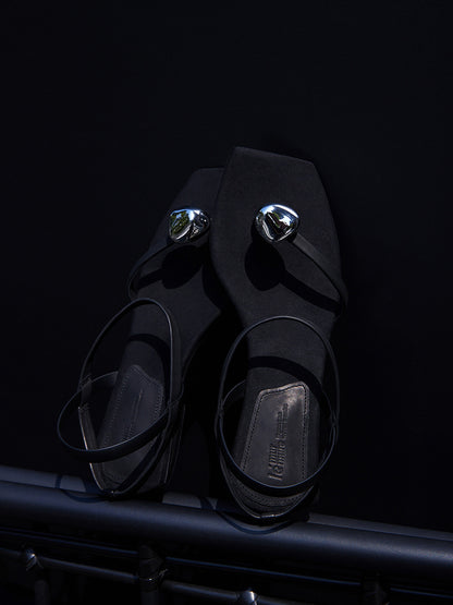 Cissline Work Sicilian Lava Cafe _ Fashionable Minimalist Thin Strip Metal Loop Sandals