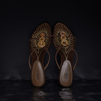 Cissline Work Caribbean Sunset Embossed Fireworks Baroque Sheepskin Embroidery Cat Heel Sandals